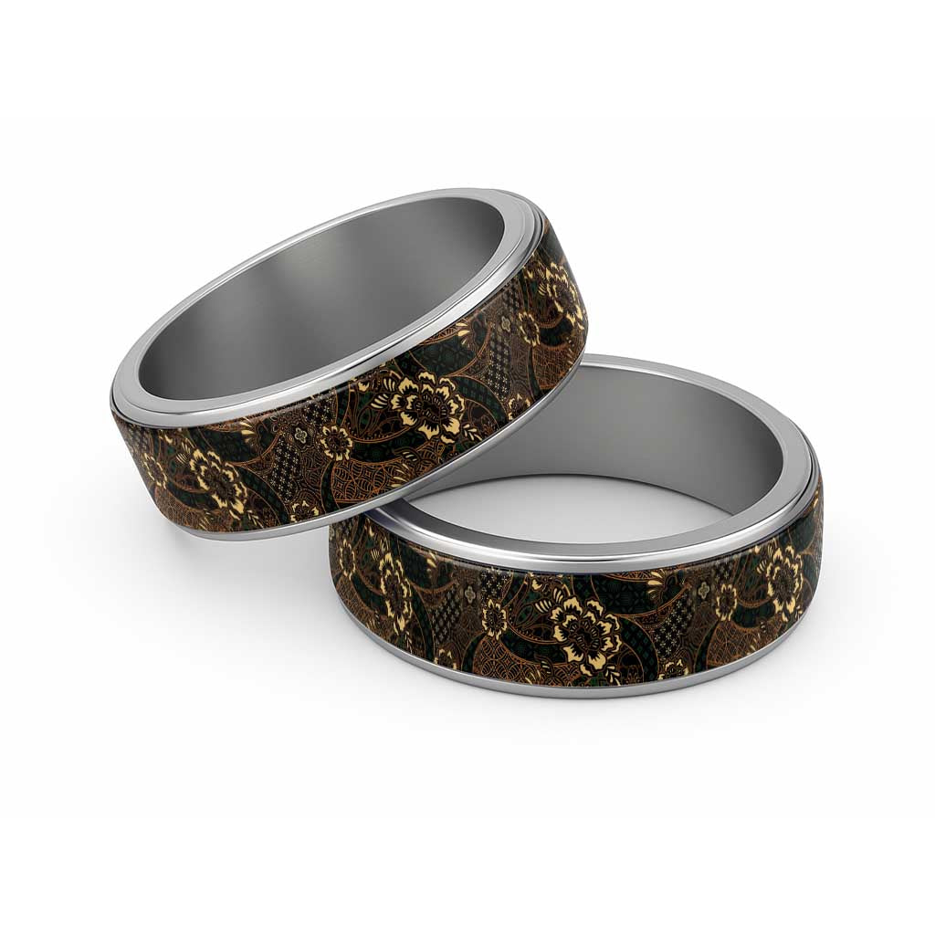 Indonesian Batik Pattern Vintage Brown Classic Ring LT01 Sliver Brown - Polynesian Pride