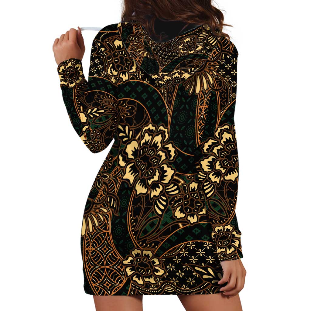Indonesian Batik Pattern Vintage Brown Hoodie Dress LT01 - Polynesian Pride