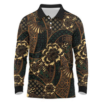 Indonesian Batik Pattern Vintage Brown Long Sleeve Polo Shirt LT01 Brown - Polynesian Pride