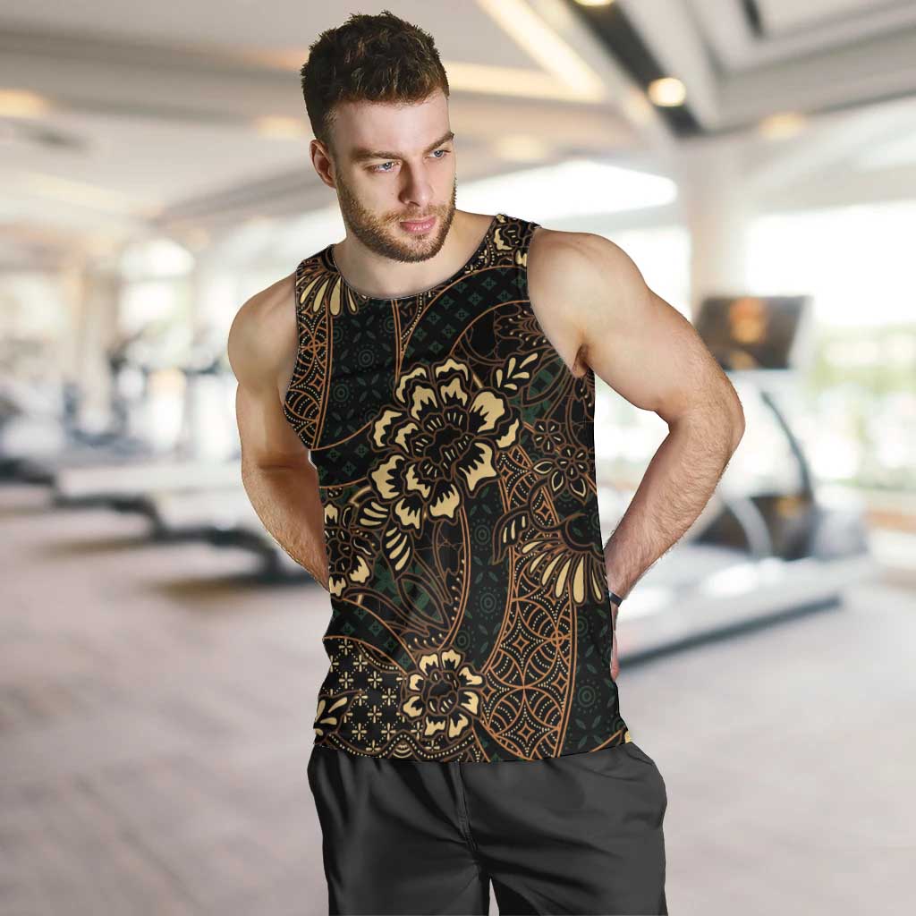 Indonesian Batik Pattern Vintage Brown Men Tank Top LT01 Brown - Polynesian Pride