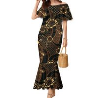 Indonesian Batik Pattern Vintage Brown Mermaid Dress LT01 Women Brown - Polynesian Pride