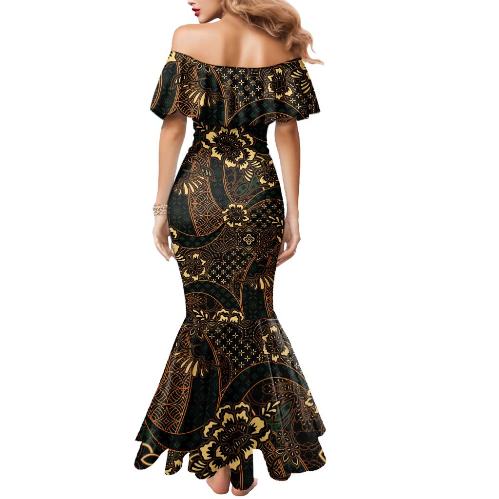 Indonesian Batik Pattern Vintage Brown Mermaid Dress LT01 - Polynesian Pride