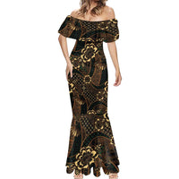 Indonesian Batik Pattern Vintage Brown Mermaid Dress LT01 - Polynesian Pride