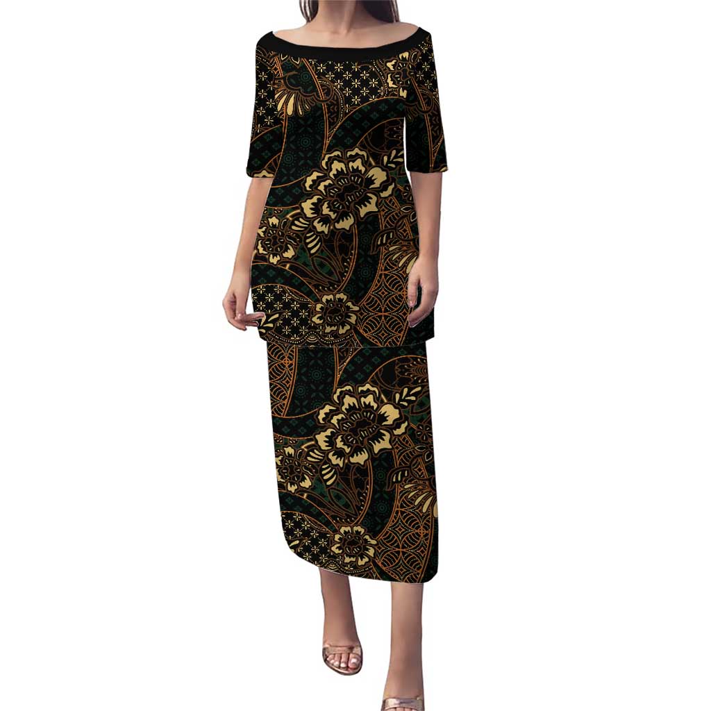 Indonesian Batik Pattern Vintage Brown Puletasi LT01 Long Dress Brown - Polynesian Pride