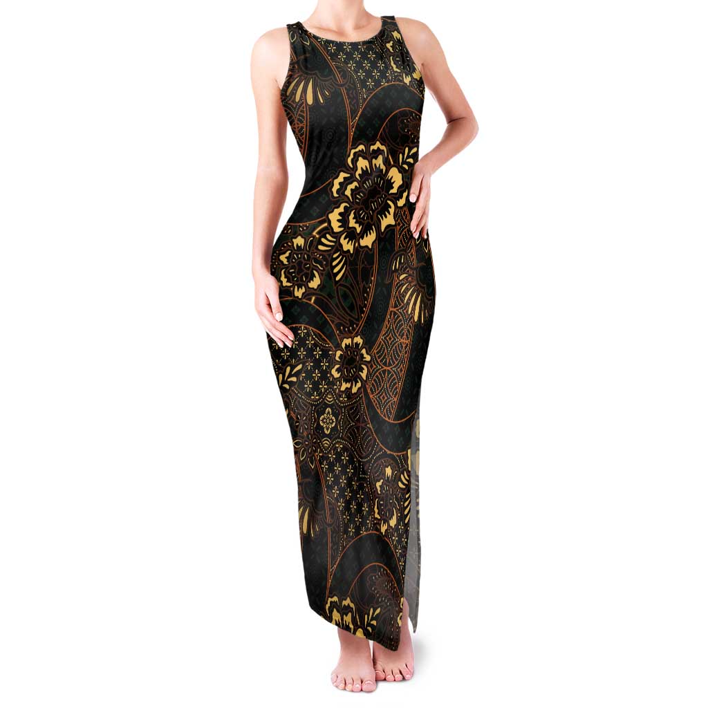Indonesian Batik Pattern Vintage Brown Tank Maxi Dress LT01 Women Brown - Polynesian Pride