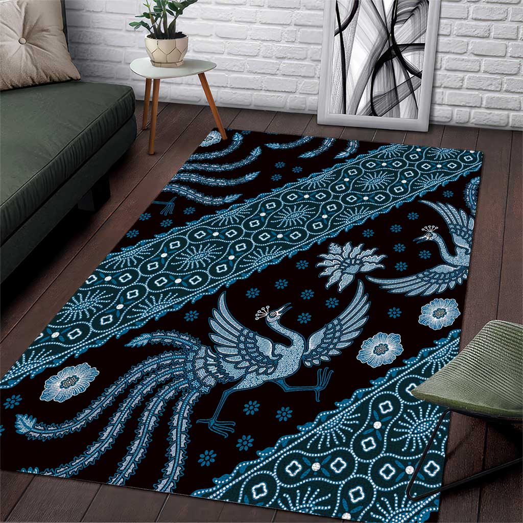 Indonesia Batik Pattern Area Rug Blue Version LT01 Blue - Polynesian Pride