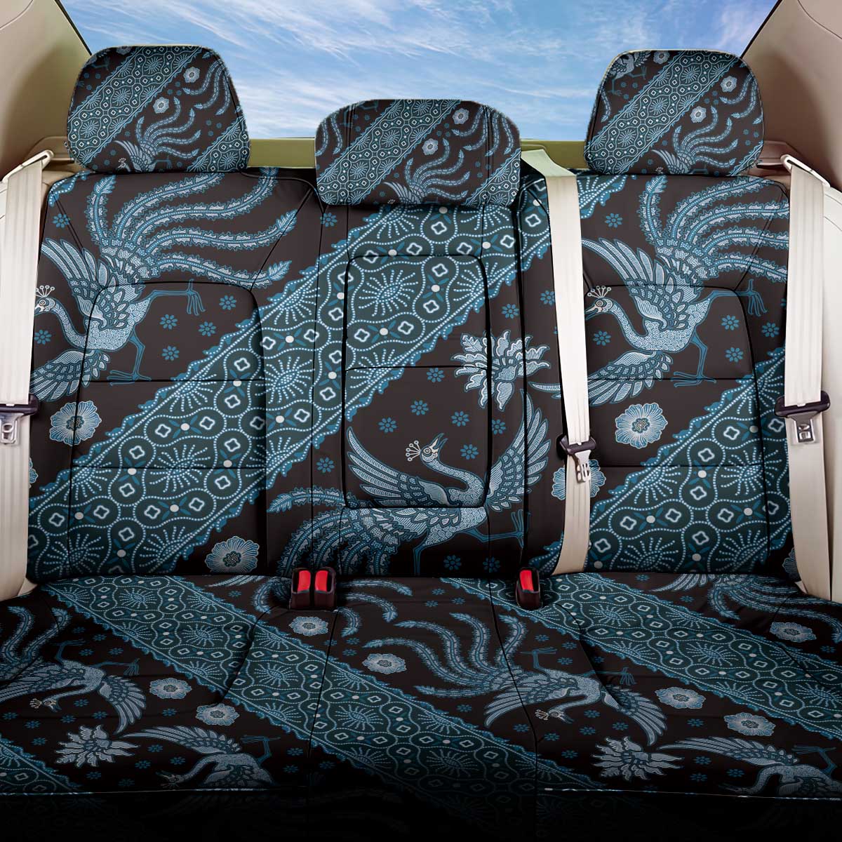 Indonesia Batik Pattern Back Car Seat Cover Blue Version LT01 One Size Blue - Polynesian Pride