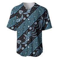 Indonesia Batik Pattern Baseball Jersey Blue Version LT01 Blue - Polynesian Pride