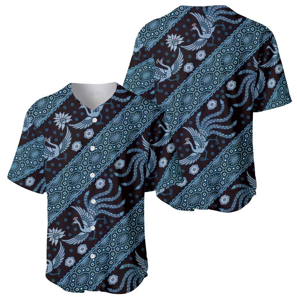 Indonesia Batik Pattern Baseball Jersey Blue Version LT01 - Polynesian Pride