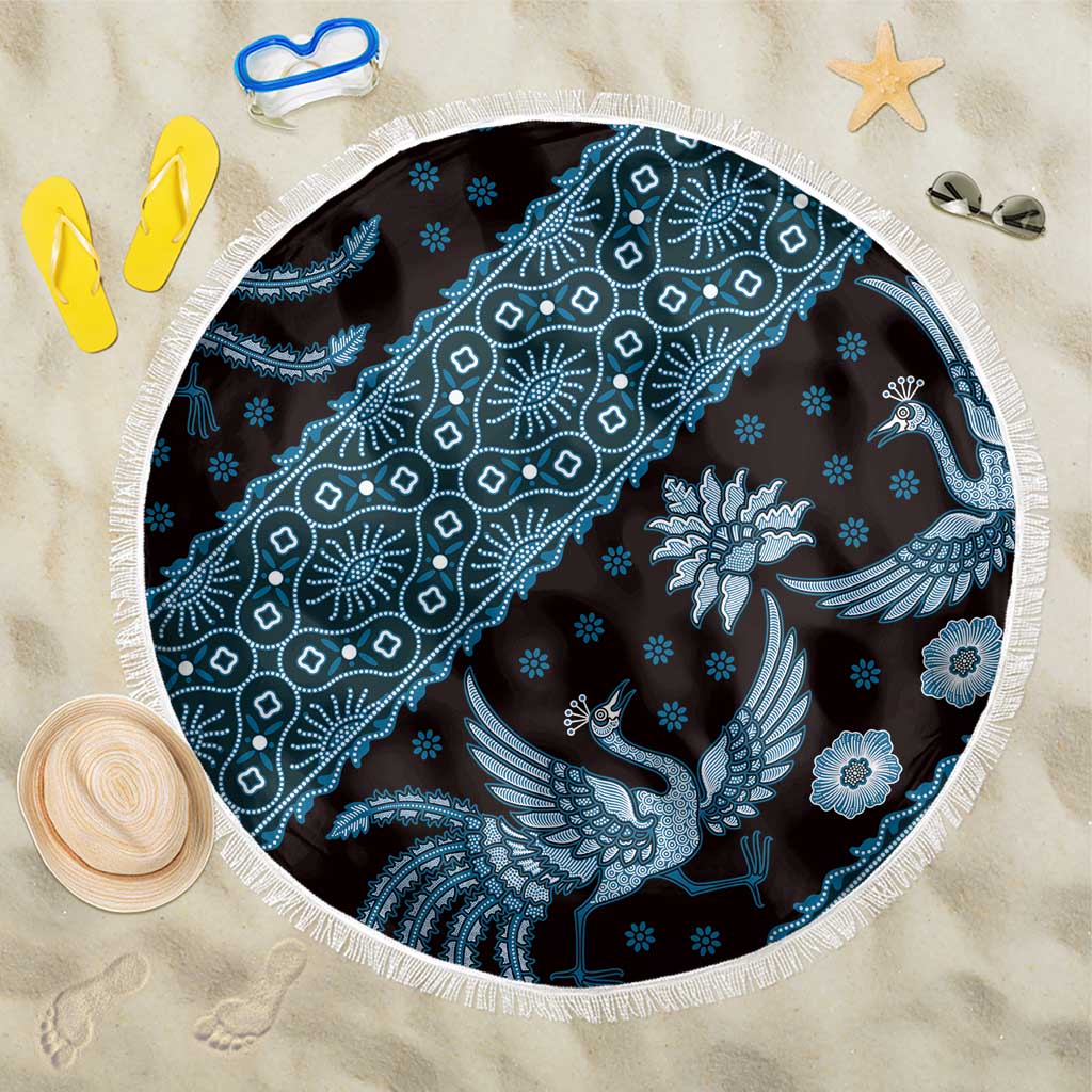 Indonesia Batik Pattern Beach Blanket Blue Version LT01 One Size 150cm Blue - Polynesian Pride