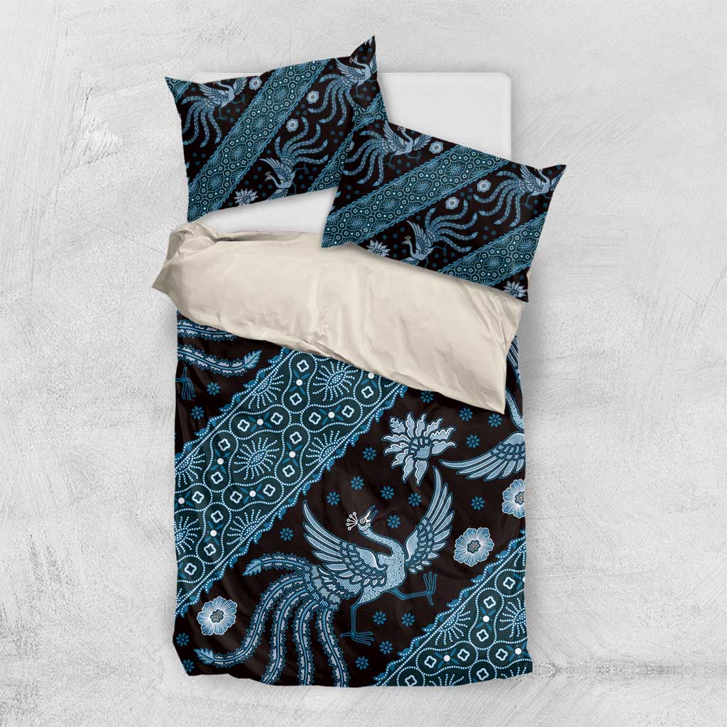Indonesia Batik Pattern Bedding Set Blue Version LT01 US Twin 172cm x 218cm Blue - Polynesian Pride