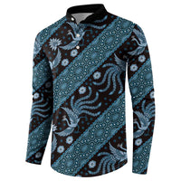 Indonesia Batik Pattern Button Sweatshirt Blue Version LT01 - Polynesian Pride