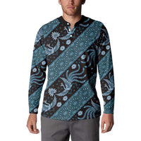 Indonesia Batik Pattern Button Sweatshirt Blue Version LT01 - Polynesian Pride