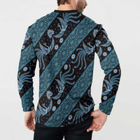 Indonesia Batik Pattern Button Sweatshirt Blue Version LT01 - Polynesian Pride