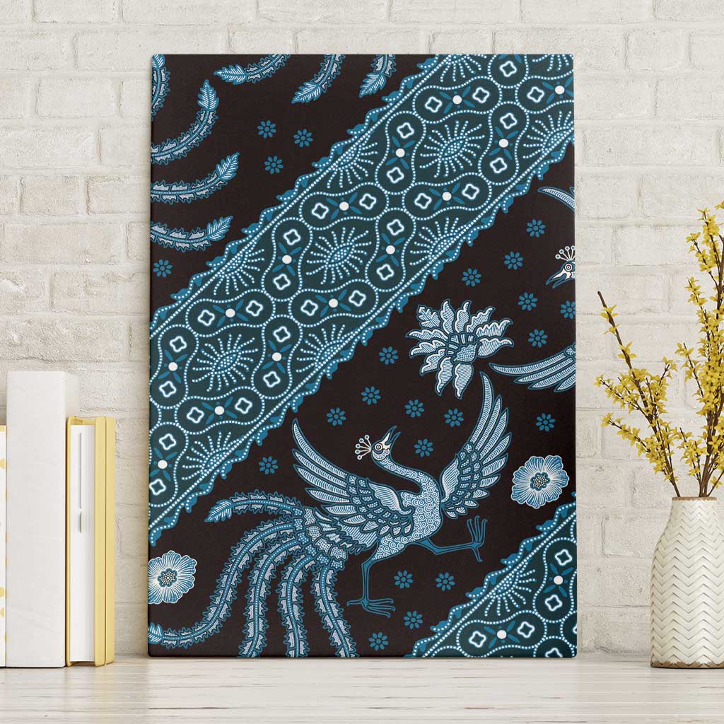 Indonesia Batik Pattern Canvas Wall Art Blue Version LT01 Without Frame Blue - Polynesian Pride