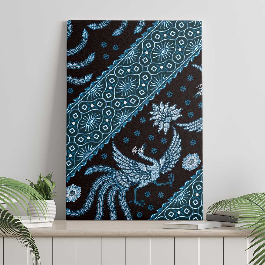Indonesia Batik Pattern Canvas Wall Art Blue Version LT01 - Polynesian Pride