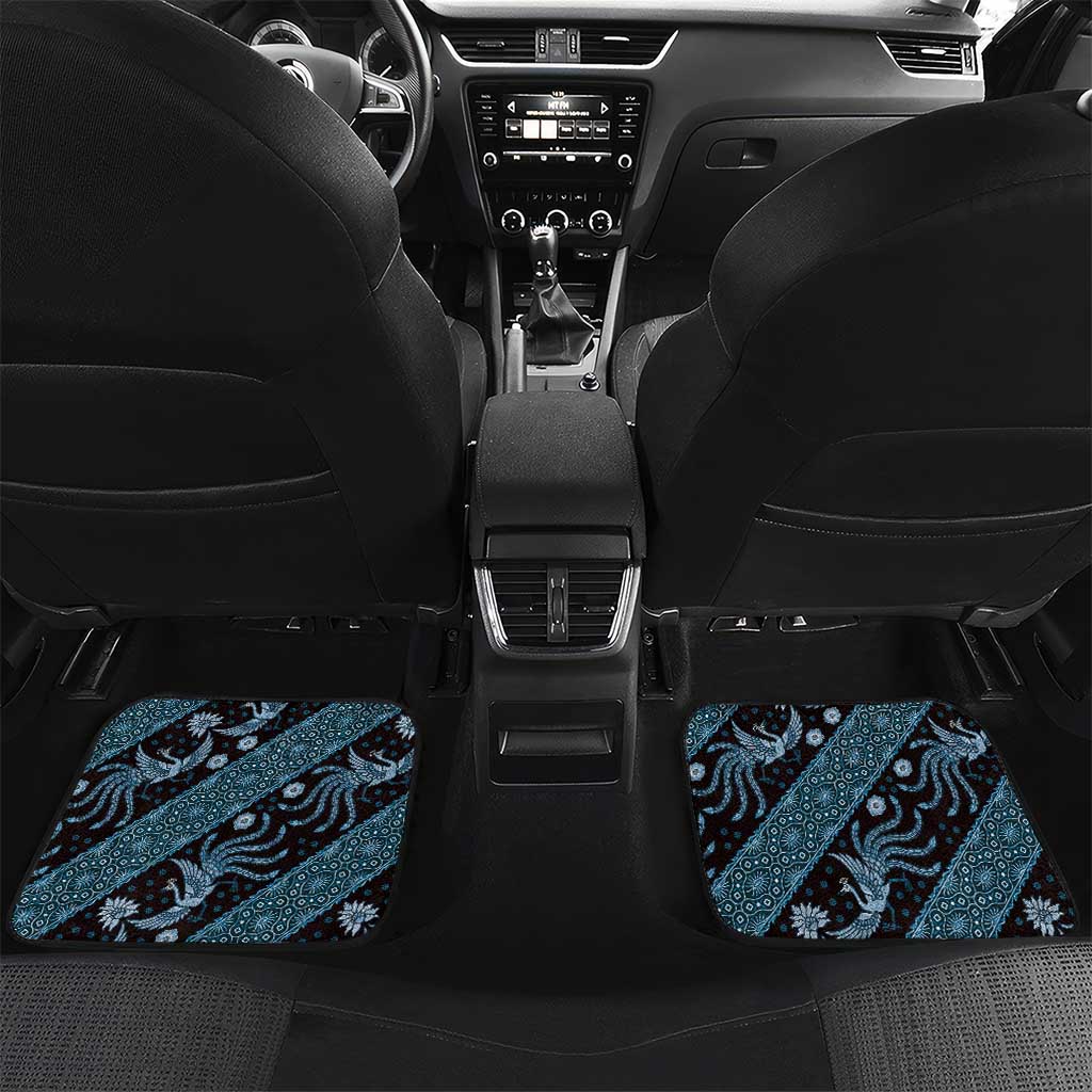 Indonesia Batik Pattern Car Mats Blue Version LT01 Set 2pcs - Back Blue - Polynesian Pride