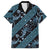 Indonesia Batik Pattern Family Matching Long Sleeve Bodycon Dress and Hawaiian Shirt Blue Version