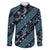 Indonesia Batik Pattern Family Matching Long Sleeve Bodycon Dress and Hawaiian Shirt Blue Version