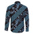 Indonesia Batik Pattern Family Matching Long Sleeve Bodycon Dress and Hawaiian Shirt Blue Version