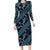 Indonesia Batik Pattern Family Matching Long Sleeve Bodycon Dress and Hawaiian Shirt Blue Version