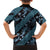 Indonesia Batik Pattern Family Matching Off The Shoulder Long Sleeve Dress and Hawaiian Shirt Blue Version