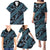 Indonesia Batik Pattern Family Matching Puletasi and Hawaiian Shirt Blue Version