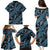 Indonesia Batik Pattern Family Matching Puletasi and Hawaiian Shirt Blue Version