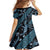 Indonesia Batik Pattern Family Matching Short Sleeve Bodycon Dress and Hawaiian Shirt Blue Version