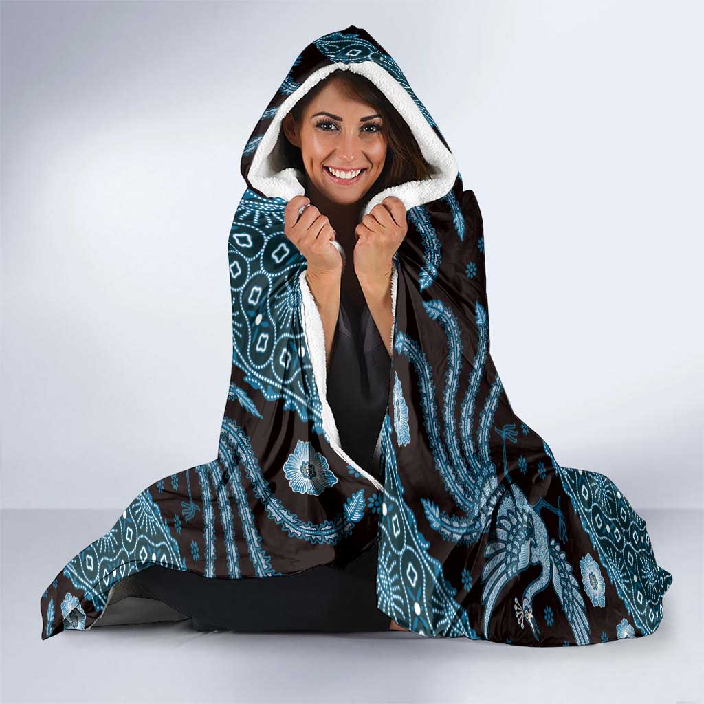 Indonesia Batik Pattern Hooded Blanket Blue Version LT01 - Polynesian Pride