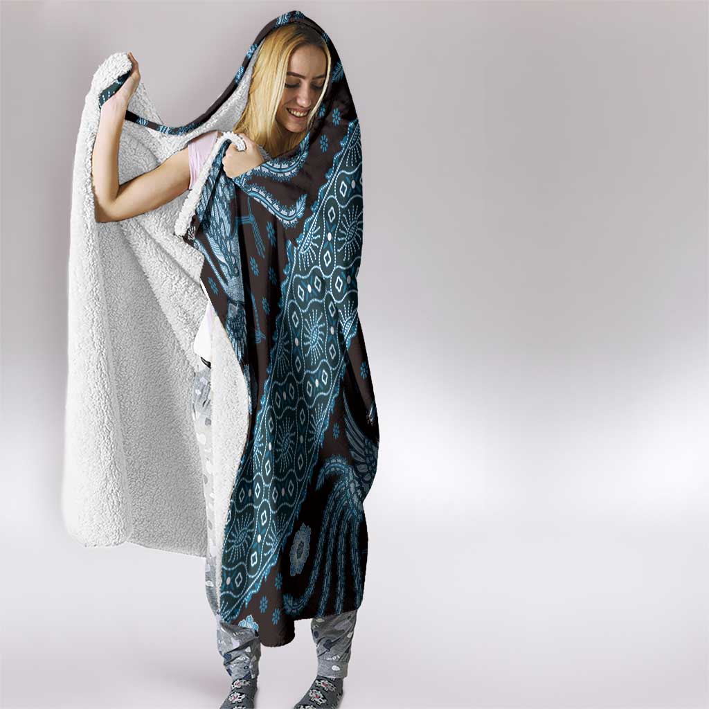 Indonesia Batik Pattern Hooded Blanket Blue Version LT01 - Polynesian Pride