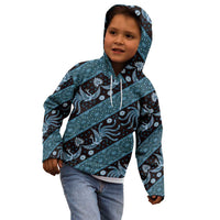 Indonesia Batik Pattern Kid Hoodie Blue Version LT01 - Polynesian Pride