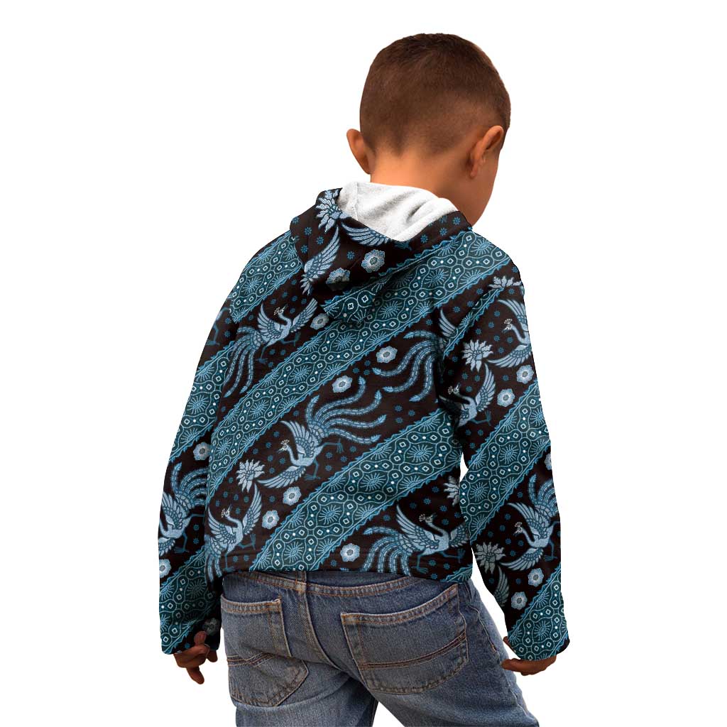 Indonesia Batik Pattern Kid Hoodie Blue Version LT01 - Polynesian Pride