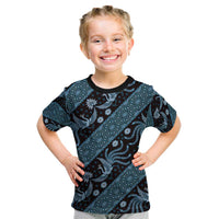 Indonesia Batik Pattern Kid T Shirt Blue Version LT01 Blue - Polynesian Pride