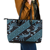 Indonesia Batik Pattern Leather Tote Bag Blue Version LT01 - Polynesian Pride