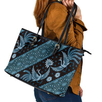 Indonesia Batik Pattern Leather Tote Bag Blue Version LT01 - Polynesian Pride