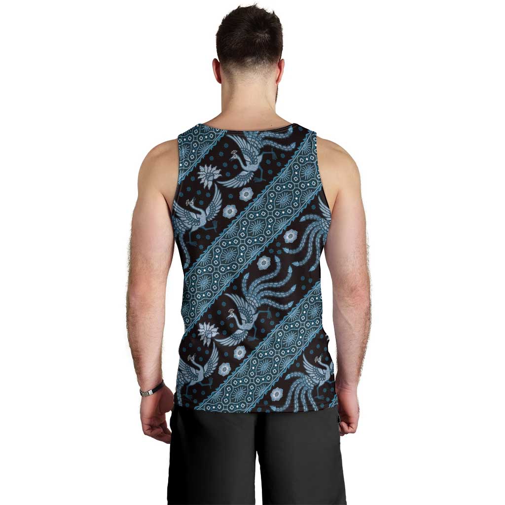 Indonesia Batik Pattern Men Tank Top Blue Version LT01 - Polynesian Pride