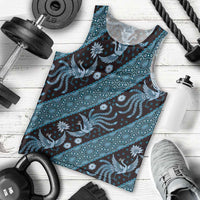 Indonesia Batik Pattern Men Tank Top Blue Version LT01 - Polynesian Pride