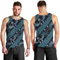 Indonesia Batik Pattern Men Tank Top Blue Version LT01 - Polynesian Pride