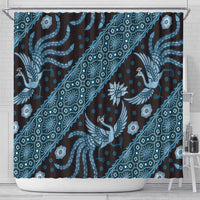 Indonesia Batik Pattern Shower Curtain Blue Version LT01 - Polynesian Pride