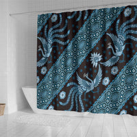 Indonesia Batik Pattern Shower Curtain Blue Version LT01 - Polynesian Pride