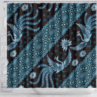 Indonesia Batik Pattern Shower Curtain Blue Version LT01 - Polynesian Pride