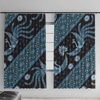 Indonesia Batik Pattern Window Curtain Blue Version LT01 With Hooks Blue - Polynesian Pride