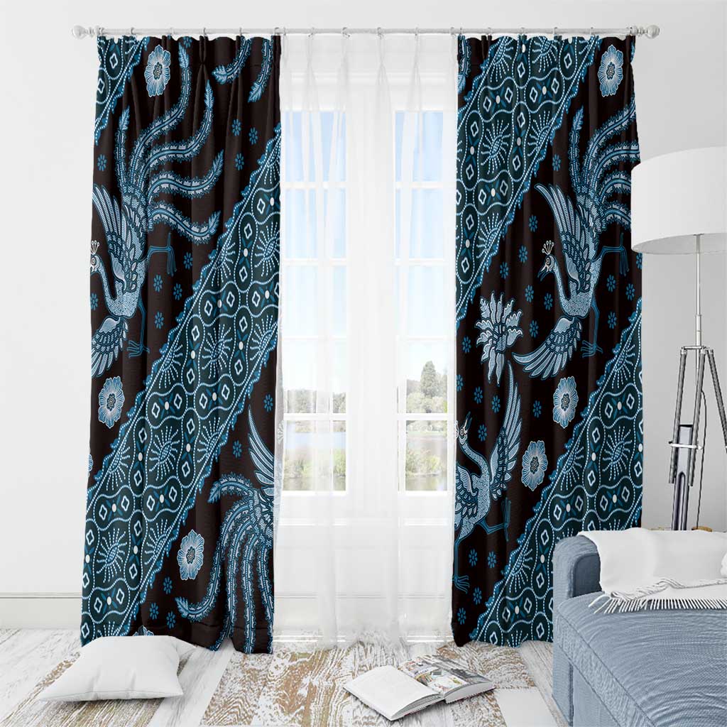 Indonesia Batik Pattern Window Curtain Blue Version LT01 - Polynesian Pride