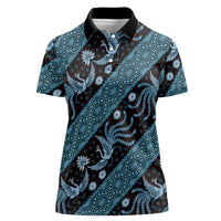 Indonesia Batik Pattern Women Polo Shirt Blue Version LT01 Female Blue - Polynesian Pride