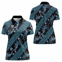 Indonesia Batik Pattern Women Polo Shirt Blue Version LT01 - Polynesian Pride