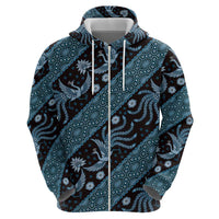Indonesia Batik Pattern Zip Hoodie Blue Version LT01 - Polynesian Pride
