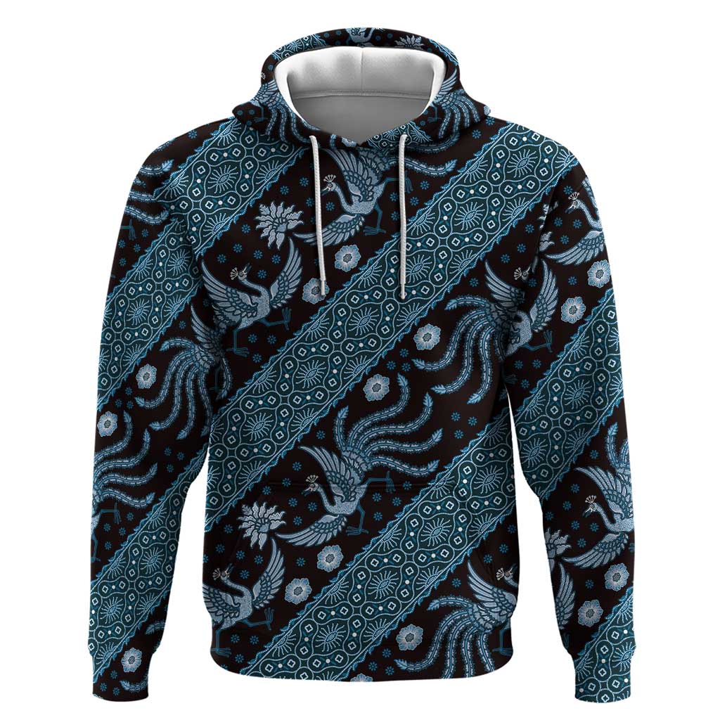 Indonesia Batik Pattern Zip Hoodie Blue Version LT01 Pullover Hoodie Blue - Polynesian Pride