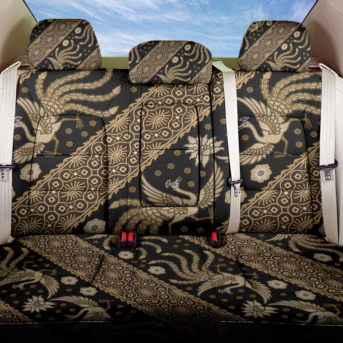 Indonesia Batik Pattern Back Car Seat Cover Gold Version LT01 One Size Gold - Polynesian Pride