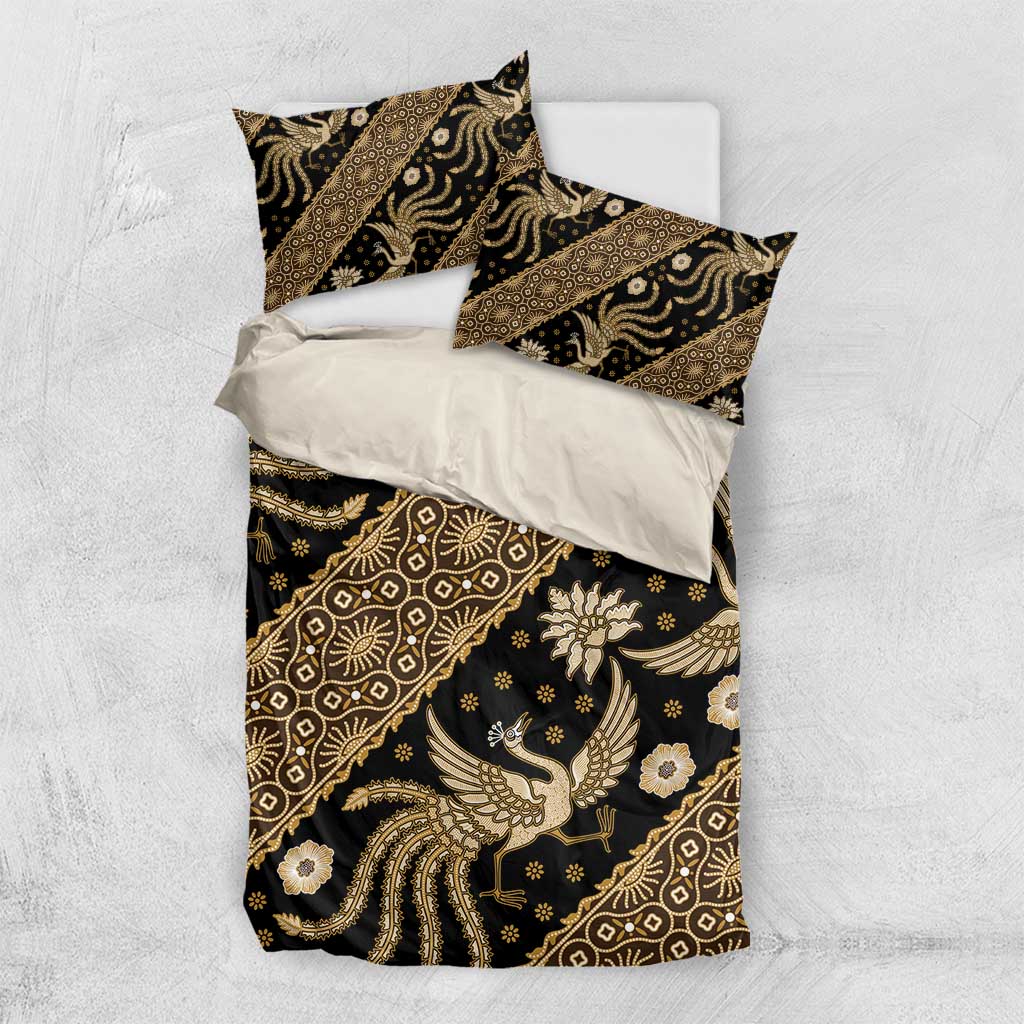 Indonesia Batik Pattern Bedding Set Gold Version LT01 US Twin 172cm x 218cm Gold - Polynesian Pride